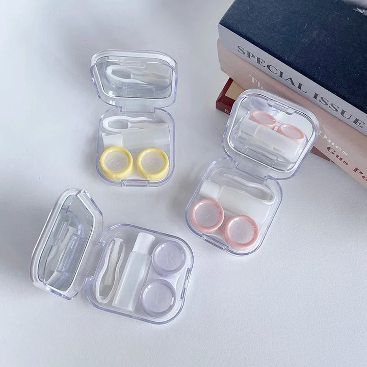 Rynx | Cute Tissue Mini Contact Lens Case Cartoon Rabbit Box Travel Portable Lens Case Square Box Lens Box Container Clip Stick Lens Box