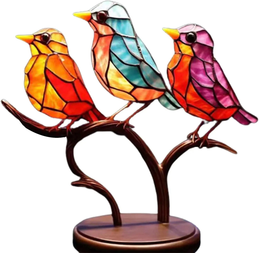 Lisslune | ElegantAviary | Colorful Birds on Branch Desk Ornaments