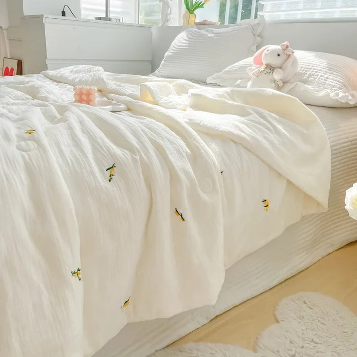 Rynx Super Soft Double Layer Yarn Summer Blanket Skin-Friendly Breathable Lightweight Blanket for Kids Adults Comforter Summer Blankets