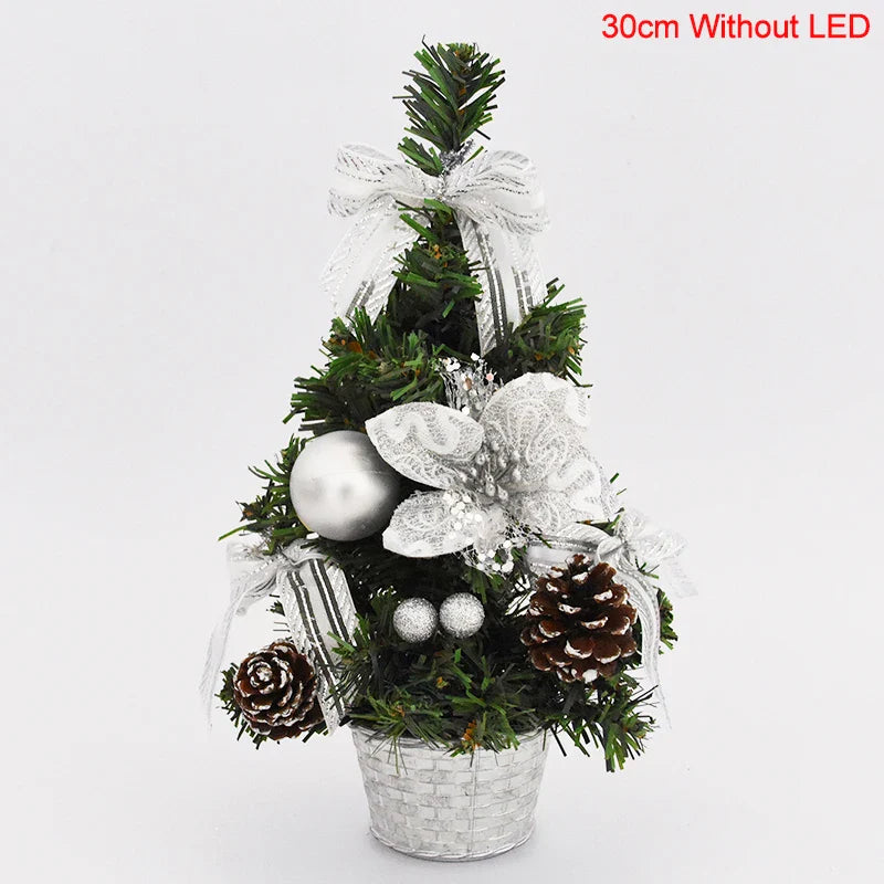 Rynx 20/30cm Artificial Christmas Tree Table Ornament with LED Light Balls Christmas Decoration for Home New Year Gift Mini