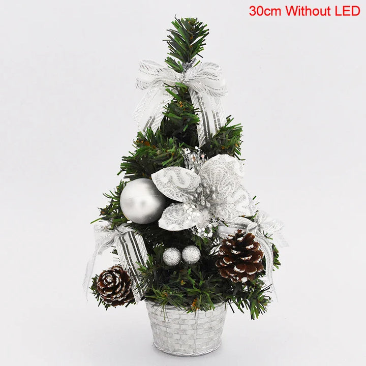 Rynx 20/30cm Artificial Christmas Tree Table Ornament with LED Light Balls Christmas Decoration for Home New Year Gift Mini