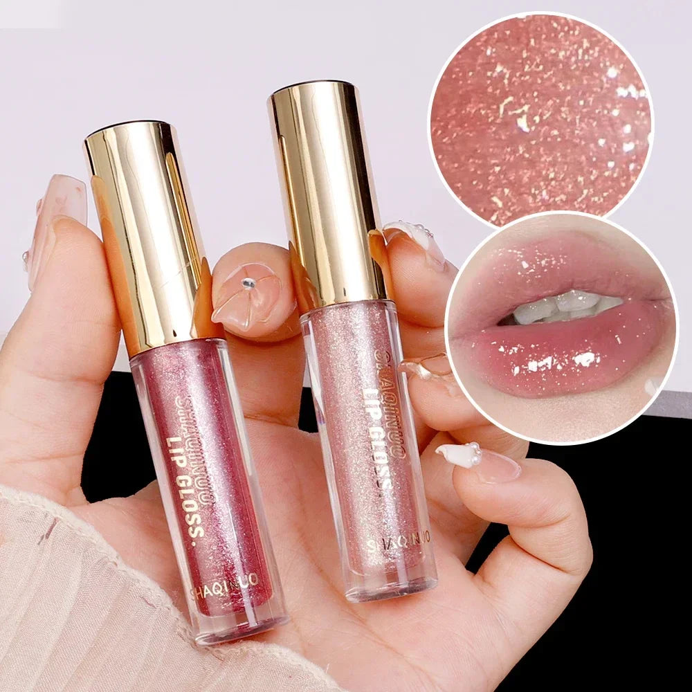 Rynx | Diamond Shiny Lip Gloss Waterproof Glitter Liquid Lipstick Long-lasting Shimmer Pearl Lip Lacquer Women Sexy Lip Tint Makeup