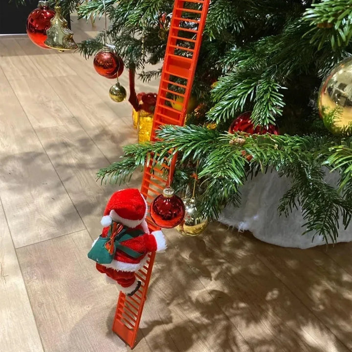 Rynx | Christmas ornament electric climbing ladder Santa music doll toy Christmas tree hanging decoration New Year gift for children