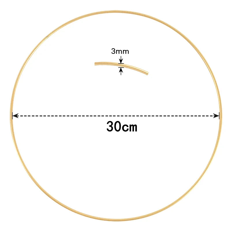Rynx Gold Metal Flower Ring Hoop with Wood Base for Wedding Party Table Centerpiece Decoration Artificial Flower Garland DIY Wreath