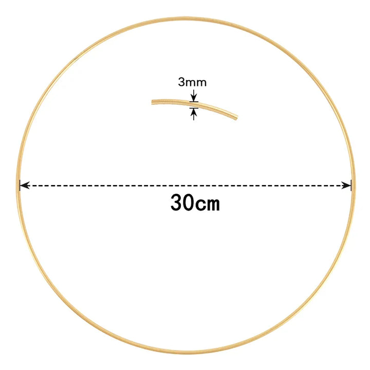 Rynx Gold Metal Flower Ring Hoop with Wood Base for Wedding Party Table Centerpiece Decoration Artificial Flower Garland DIY Wreath
