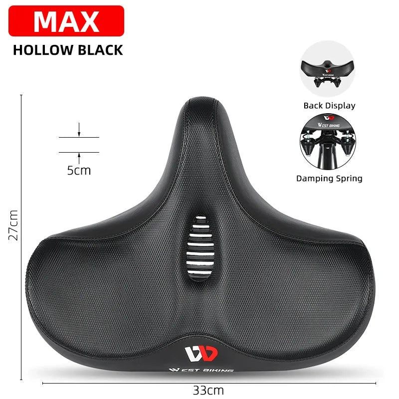 Lisslune | Wide Ergonomic Bike Saddle – Comfortable Saddle with Shock Absorption for City and Mountain Bikes