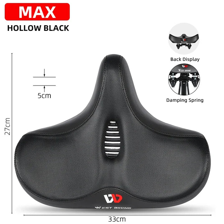 Lisslune | Wide Ergonomic Bike Saddle – Comfortable Saddle with Shock Absorption for City and Mountain Bikes