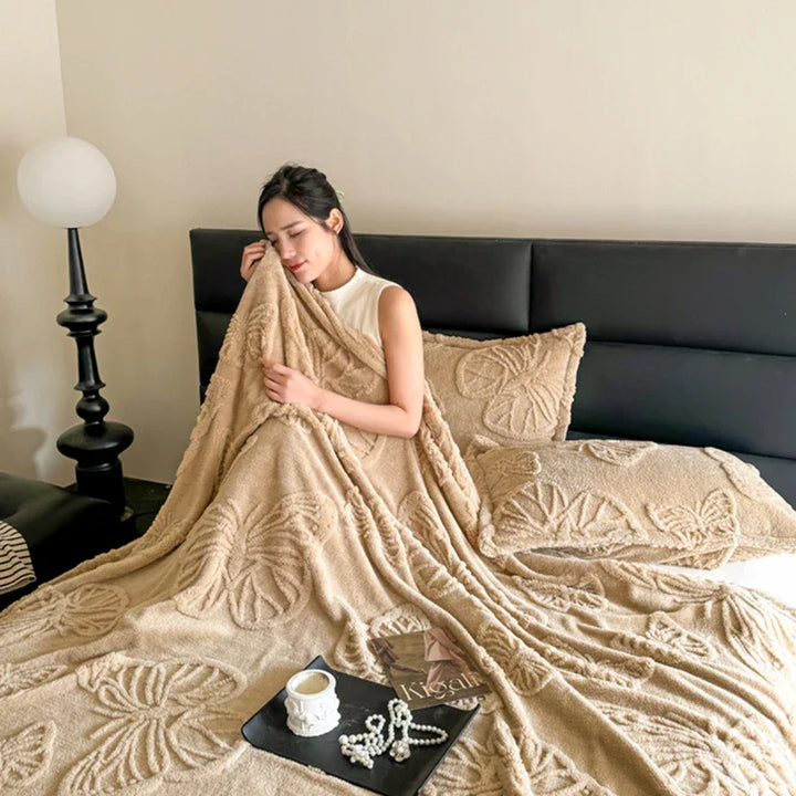 Rynx | Summer blanket Cool blanket 2024 New velvet solid color Jacquard multifunctional throw blanket, Jacquard butterfly style