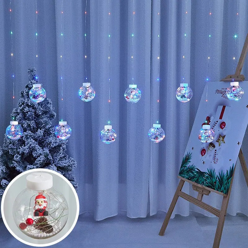 Rynx | Christmas Wish Ball LED Fairy Curtain Light String Wedding Holiday Garland Lamp for Home Room Party Decoration Christmas