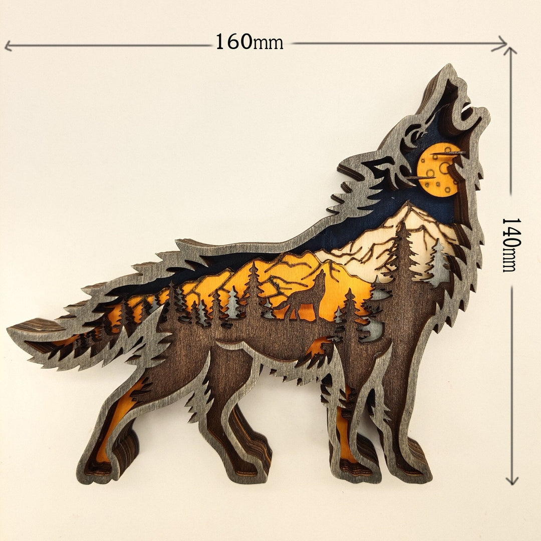 Lisslune | Nightglow Wooden Craft Wolf Decor