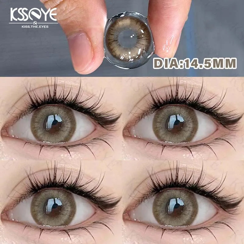 Rynx | 1 Pair Colored Contact Lenses for Eye Color Yearly Natural Amber Gray Lens Cosmetic Soft Glasses Beauty Fashion Pupil with Lenses