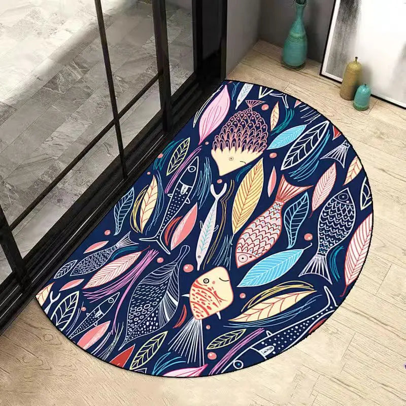 Lisslune | AquaSoft Super Absorbent Bath Mat – Non-Slip Half-Round Bathroom Mat for Maximum Comfort