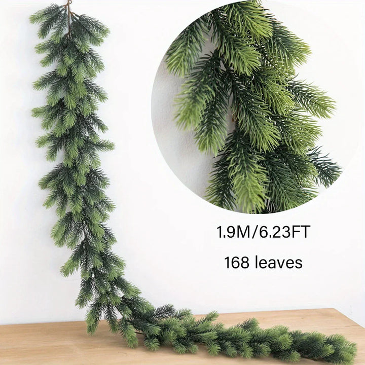 Rynx | Christmas Art-PE Hanging Rattan Decorative Cedar Garland with LED Light Garland for Mantel Tablecloth