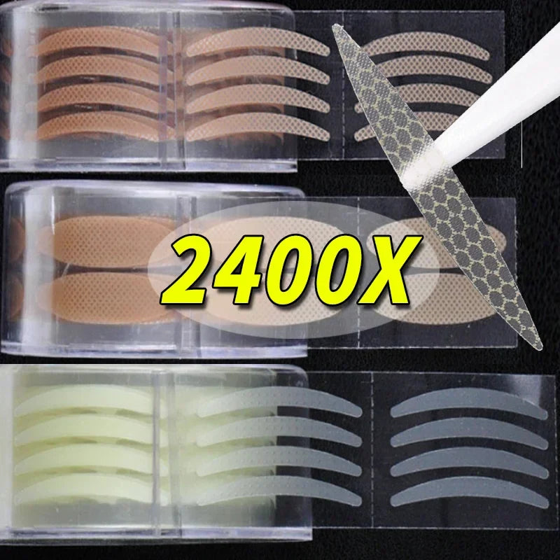Rynx | Invisible double eyelid stickers 2400 pieces premium eye lifting strips Self-adhesive double eyelid tapes Clear beige eye tapes Makeup tool
