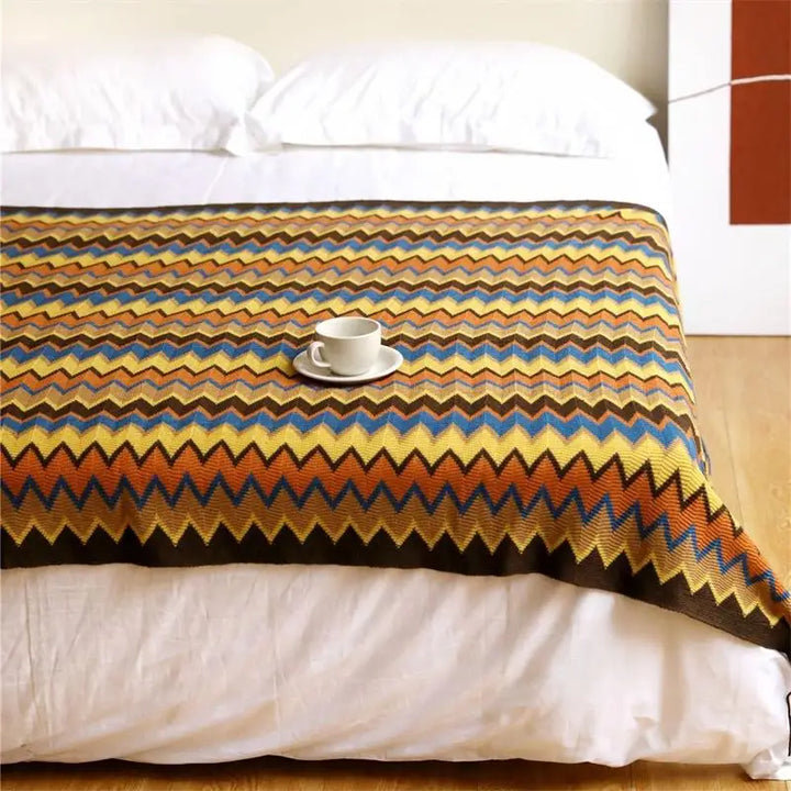 Lisslune | Colorful Chevron Knit Blanket