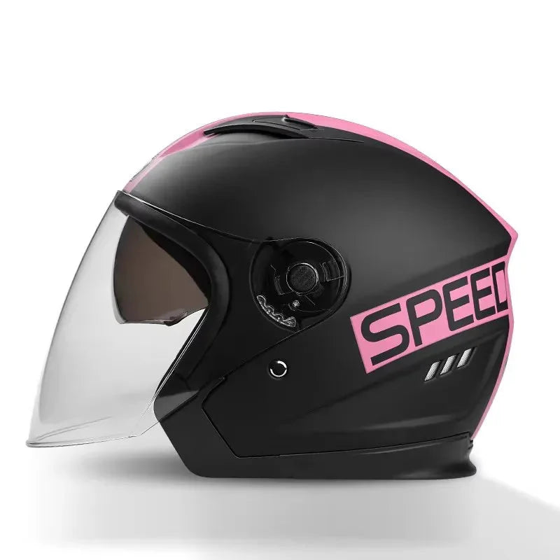 Lisslune | Retro 3/4 Open-Face Motorcycle Helmet with Dual Lens – AeroRide
