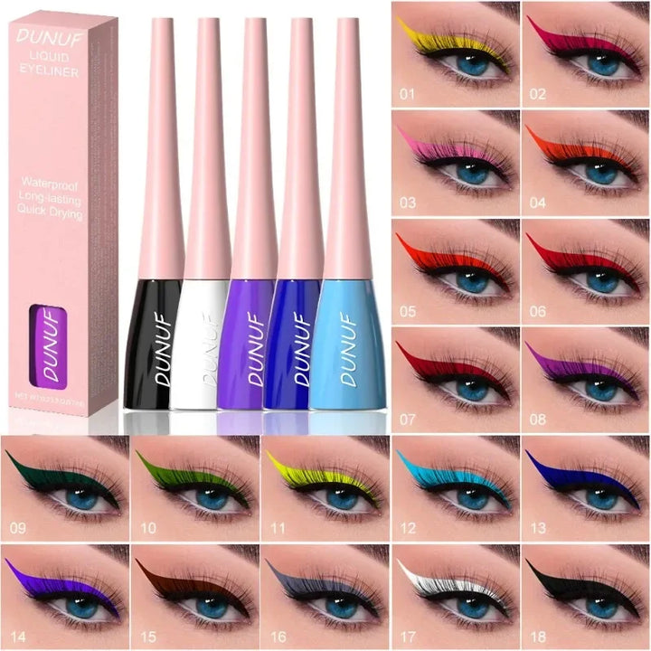 Rynx | Purple Eyeliner Long-lasting Liquid Black Eyeliner Pencil Waterproof Fast-drying Blue White Eyeliner Pencil Korean Cosmetics Tool 18 Colors