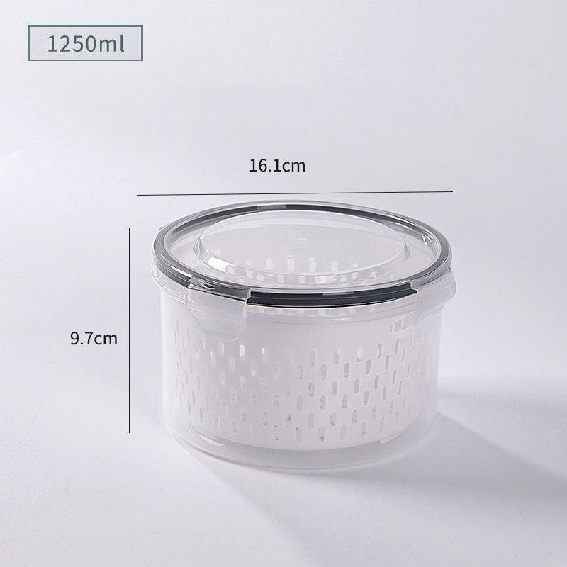 Lisslune | Refrigerator Storage Container with Draining Tray and Clear Lid for Organized Fruits and Vegetables