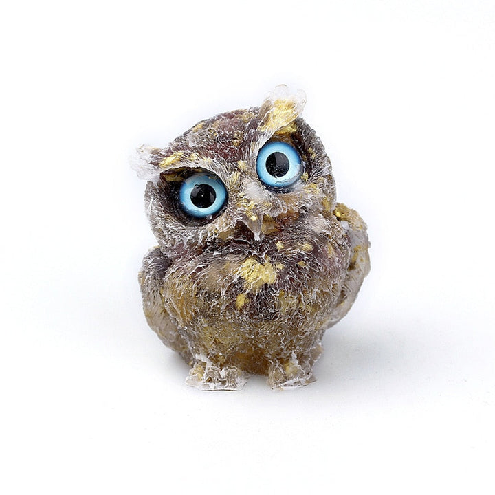 Lisslune | Natural Crystal Owl Figurine: Handmade Collector's Item