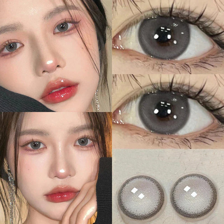 Lisslune | 1Pair New Natural Eye Color Contact Lenses with Prescription Gray Lens Myopia Degree Soft Beautiful Pupil Fast Shipping