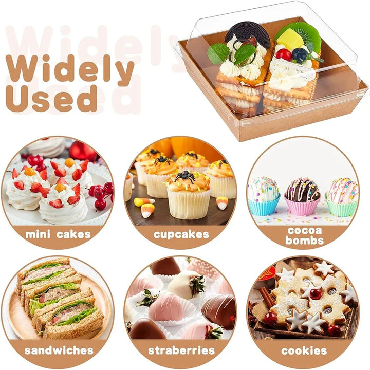 Rynx 10/5pcs Cake Dessert Donut Box Kraft Paper Cookie Bakery Food Sandwich Packaging Box Wedding Birthday Party Christmas Household Items