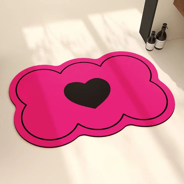 Rynx | Minimalistically cute kitchen mats with heart pattern rug waterproof oil-resistant PVC doormat dirt-repellent non-slip rug