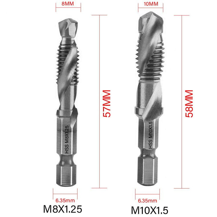 Lisslune | Precision Taps Set with Titanium Coating and Spiral Flute Design for Efficient Tapping and Chamfering