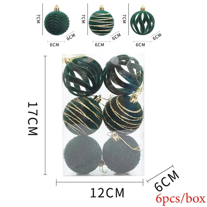 Rynx | 6pcs/Box 6cm Christmas tree balls ornaments Christmas tree hanging pendants Christmas decorations for home 2024 Christmas New Year gift