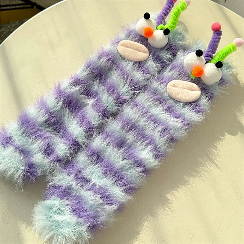 Lisslune | Fluffy Cartoon Women's Socks with Face
