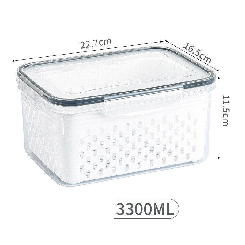Lisslune | Refrigerator Storage Container with Draining Tray and Clear Lid for Organized Fruits and Vegetables