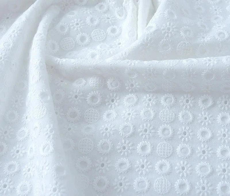 Lisslune | Elegant 100% Cotton White Lace Material
