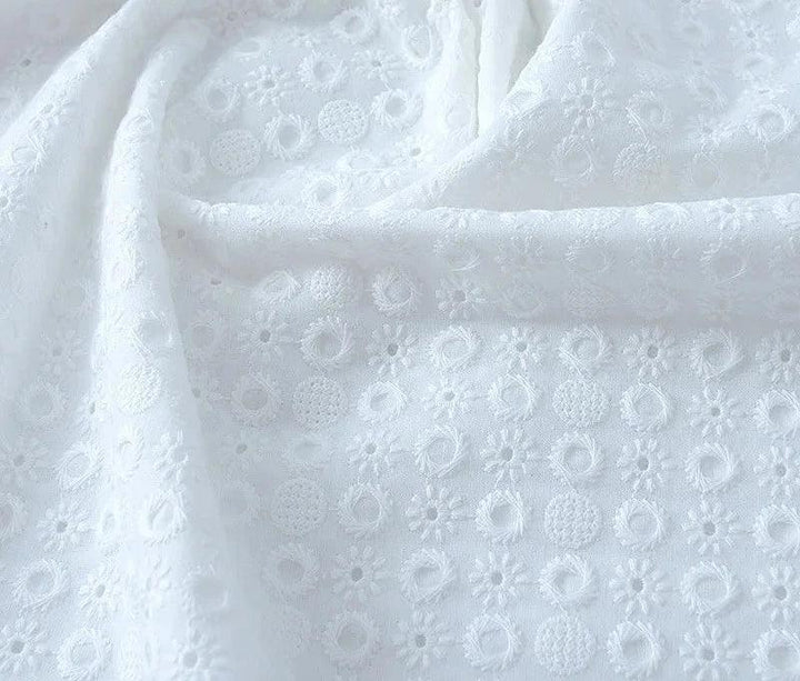 Lisslune | Elegant 100% Cotton White Lace Material