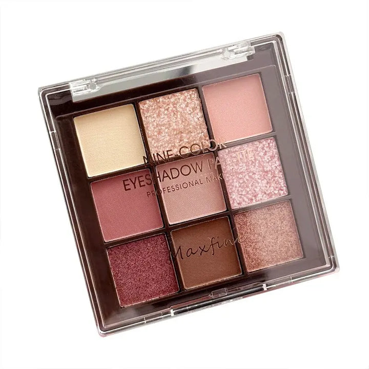 Lisslune | Neue transparente neunfarbige Lidschatten-Palette Rosy Nine Palace Glitter-Augen-Make-up