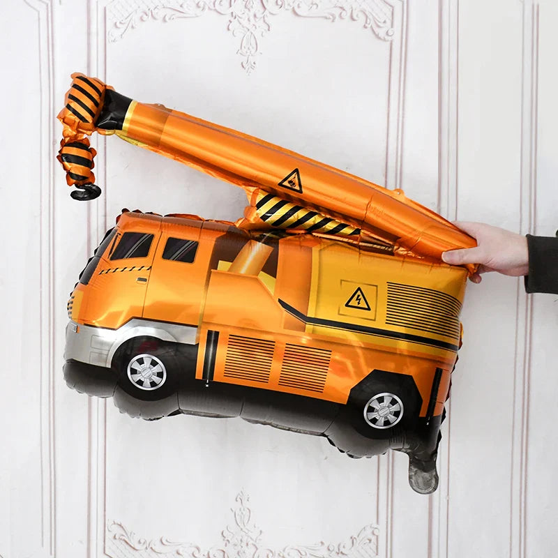 Rynx 1Set Construction Vehicle Foil Balloons Boys Construction Theme Birthday Party Favor Decoration Excavator Truck Globos Accessories
