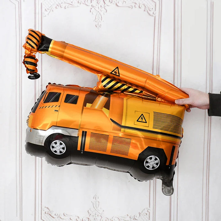 Rynx 1Set Construction Vehicle Foil Balloons Boys Construction Theme Birthday Party Favor Decoration Excavator Truck Globos Accessories