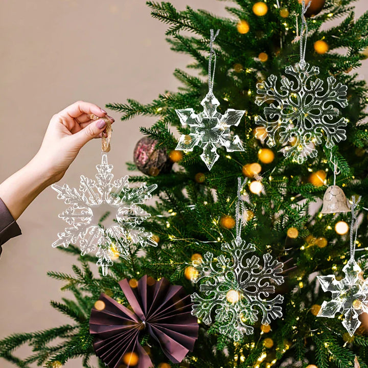 Rynx | 3 Piece Christmas Acrylic Snowflake Ornaments Transparent Xmas Tree Hanging Decorations Christmas Decorations for Home New Year