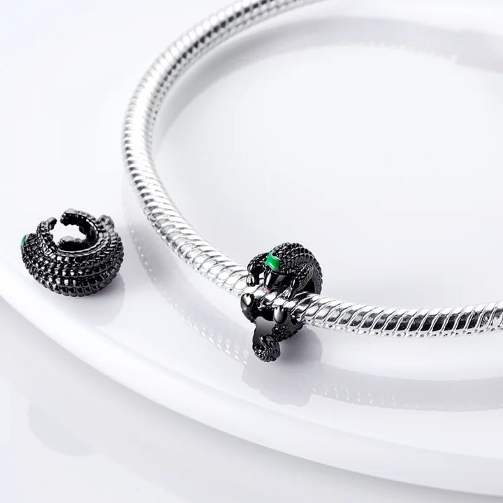 Lisslune | 925 Silver Golden Leopard Charms Beads Colorful Chameleon Rhinoceros Lion Scarab Cat Pendant Compatible with Original Pandora Bracelet Jewelry
