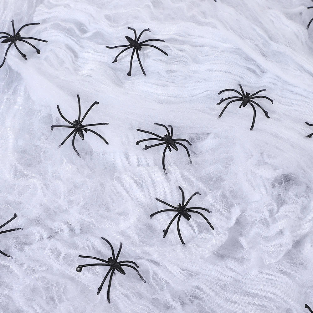 Rynx | Artificial Spider Web, Horror Spider Web Halloween Decorations, Stretchable Spider Web with Spider, Gothic Horror Home Decor