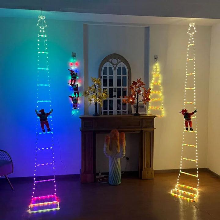 Rynx | LED Christmas Decorations Fairy Lamp LED Ladder Lamp with Climbing Santa Home Outdoor Christmas Light New Year Decoration s
