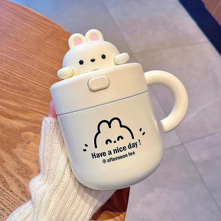 Lisslune | Shady Kawaii Bear Insulated Stainless Steel Travel Mug with Straw for All Your Drinks