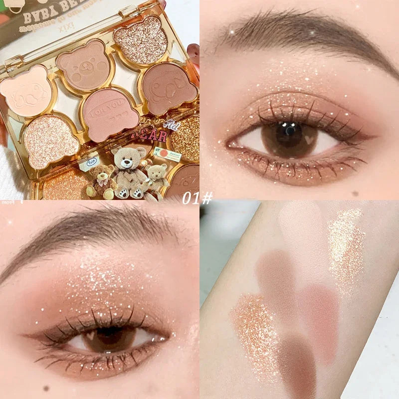 Rynx | 6 Colors Eyeshadow Palette Iris Purple Glitter Pearlescent Eyeshadow Palette Fashion Korean Shimmering Eyeshadow Charming Eye Makeup