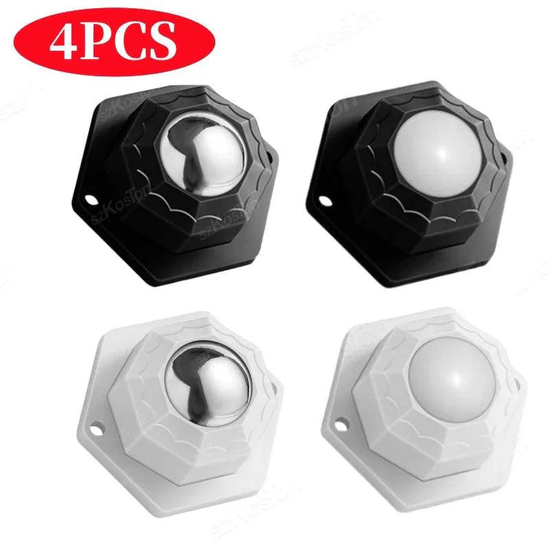 Lisslune | Versatile 360° Mini Swivel Roller Set - 4 Pieces Stainless Steel and Nylon Adhesive Furniture Lifters