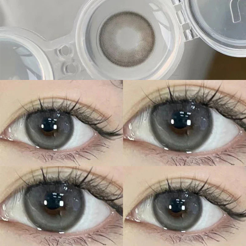 Lisslune | 2pcs Annual Contact Lenses Eye Black Natural Color Contact Lenses Round Soft Lenses Prescription Myopic Students Color Cosmetics