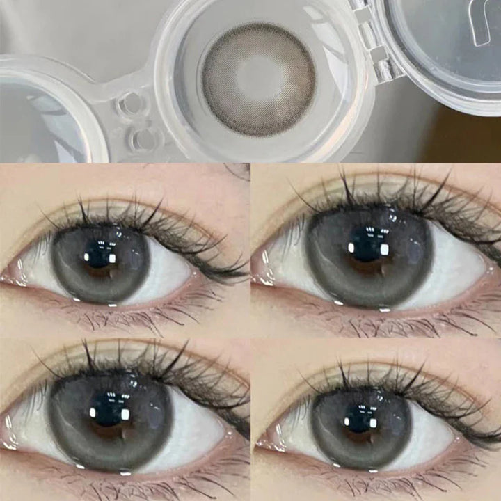 Lisslune | 2pcs Annual Contact Lenses Eye Black Natural Color Contact Lenses Round Soft Lenses Prescription Myopic Students Color Cosmetics