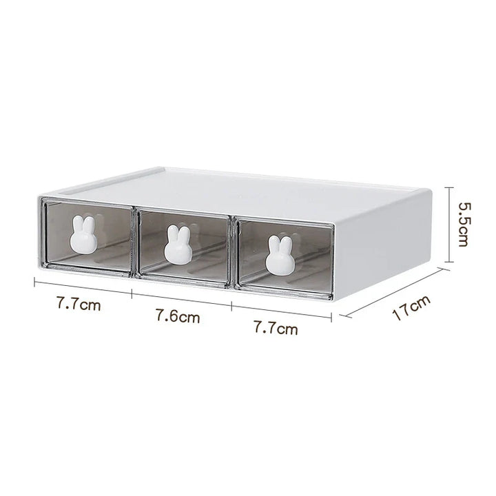 Rynx | Desktop Cosmetics Kawaii Stationery Storage Box Ins Plastic Drawer Storage Pen Cabinet Office Desk Stackable Storage Organization