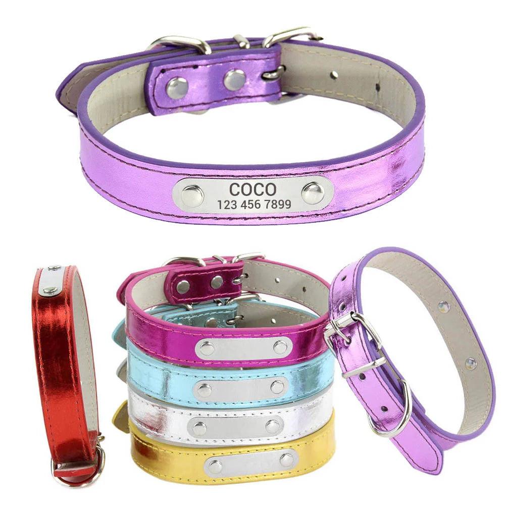 Lisslune | Glamorous Personalized Engraved Leather Dog Collar with Sparkling Accents