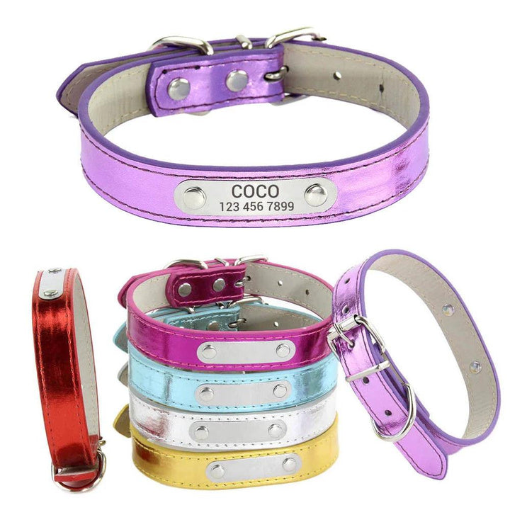 Lisslune | Glamorous Personalized Engraved Leather Dog Collar with Sparkling Accents