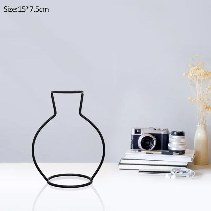 Rynx Retro Iron Line Table Flower Vase Pot Ornament Metal Plant Holder Nordic Styles Flower Vase Home Garden Decorations Wedding