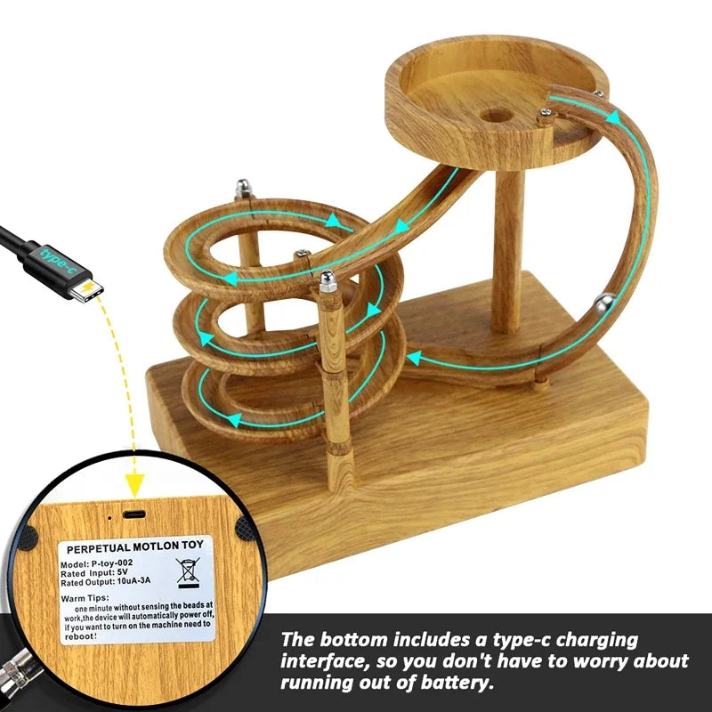 Lisslune | Wooden Perpetual Spiral Motion Kinetic Ball Roller Science Toy