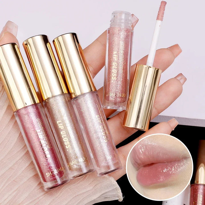 Rynx | Diamond Shiny Lip Gloss Waterproof Glitter Liquid Lipstick Long-lasting Shimmer Pearl Lip Lacquer Women Sexy Lip Tint Makeup